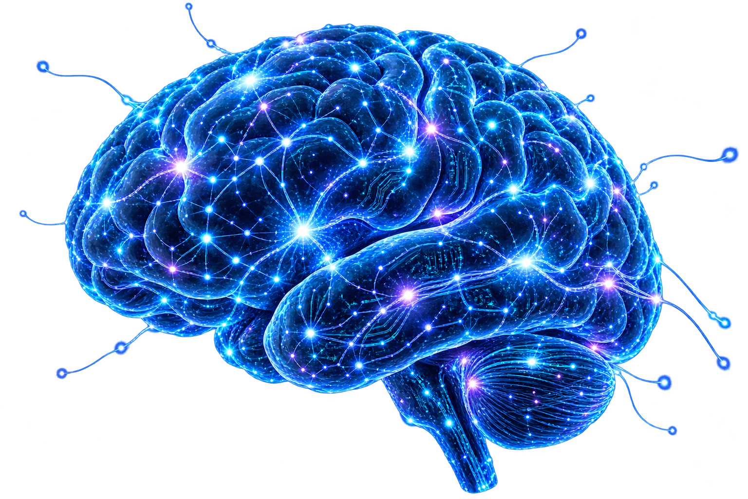 A neural AI brain firing with active learning connections